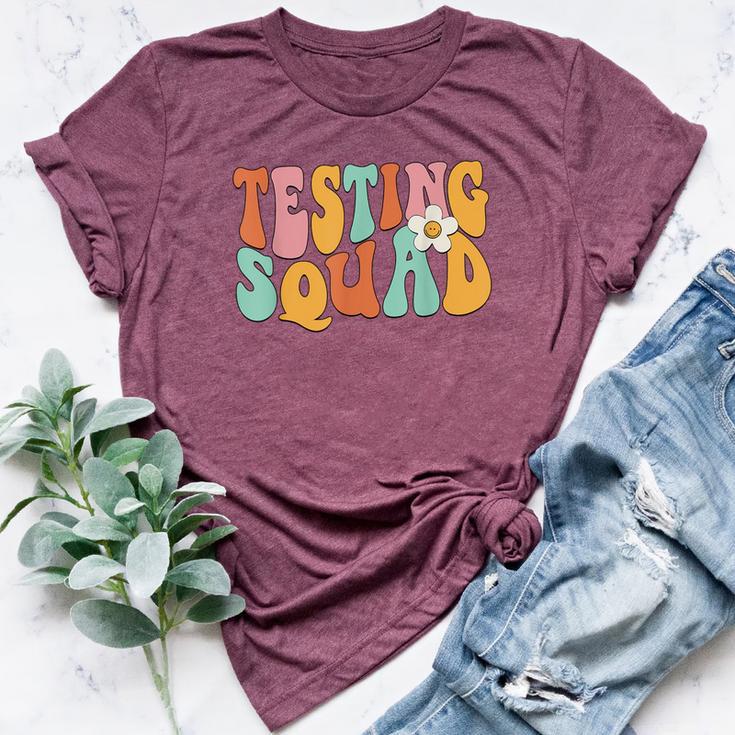 Retro Groovy Testing Squad Test Day Motivational Teacher Kid Bella Canvas T-shirt