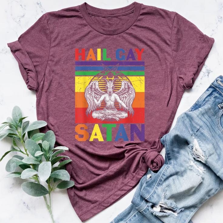 Retro Lgbt Rainbow Flag Hail Gay Satan Lgbt Goth Gay Pride Bella Canvas T-shirt