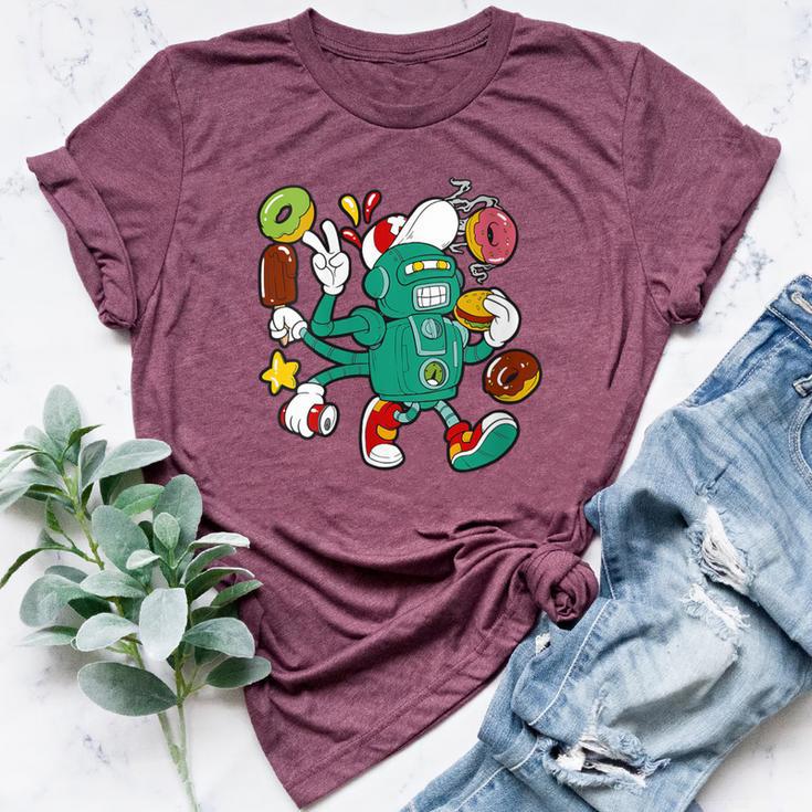 Robot And Doughnuts Donut Robot Bella Canvas T-shirt