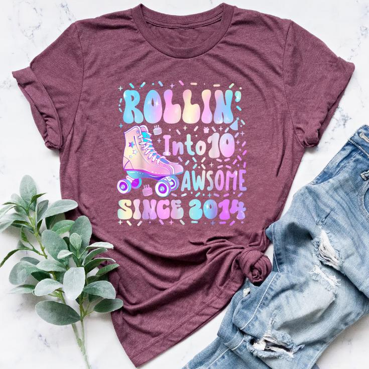 Roller Skate 10Th Birthday Rolling Into 10 Since 2014 Girls Bella Canvas T-shirt