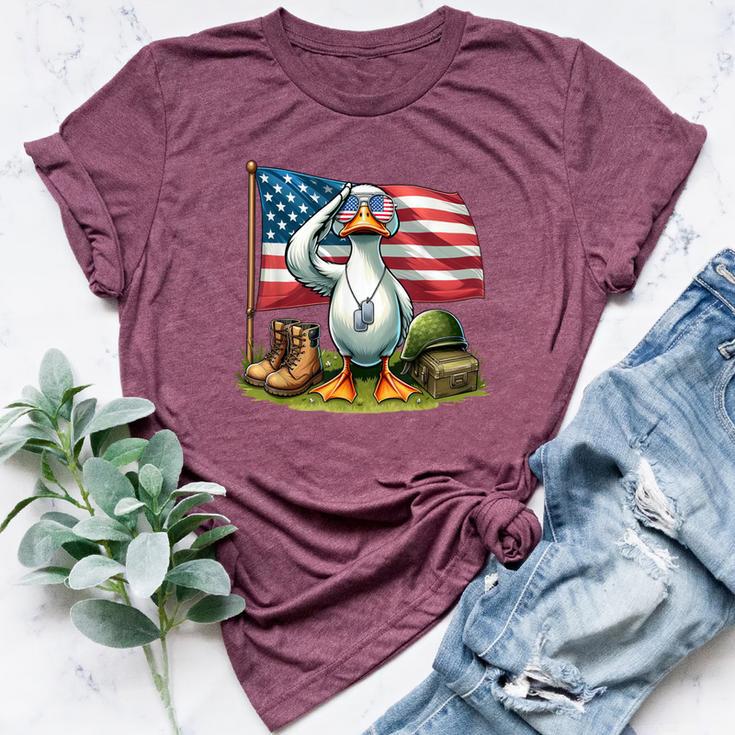 Salute Duck American Usa Flag Memorial Day 4Th Of July Bella Canvas T-shirt