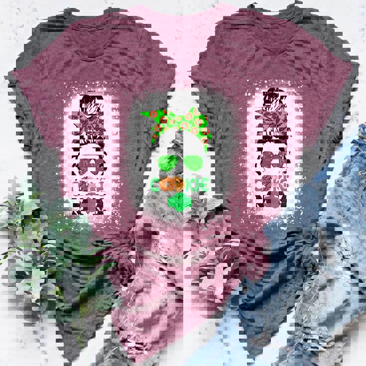 Scout Cookie Mom Girl Troop Messy Bun Sunglasses Bella Canvas T-shirt