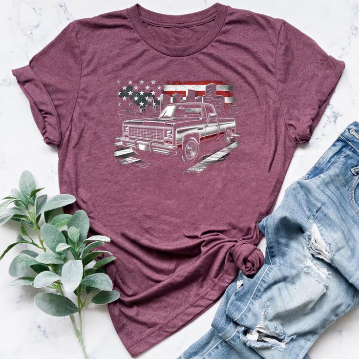 Squarebody Truck City Scene 80'S Square Body C10 Truck Bella Canvas T-shirt