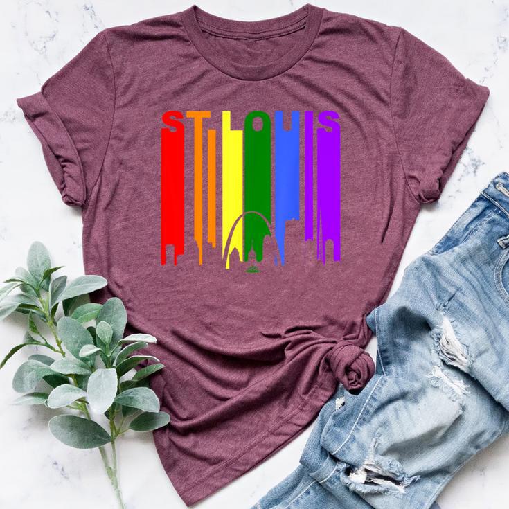 St Louis Missouri Lgbtq Gay Pride Rainbow Skyline Bella Canvas T-shirt