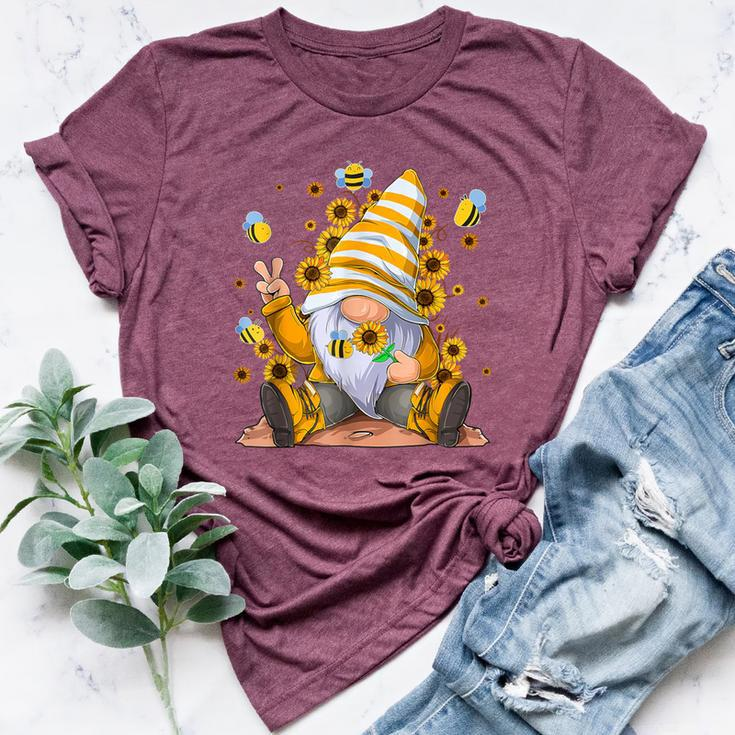 Sunflower Gnome With Bee Hippie Gnome Lover Bella Canvas T-shirt