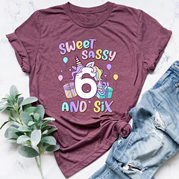 Sweet Sassy And Six Unicorn 6Th Birthday Party Girls Bella Canvas T-shirt