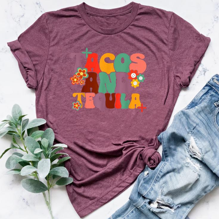 Tacos And Tequila Cinco De Mayo Groovy Mexican Drinking Bella Canvas T-shirt