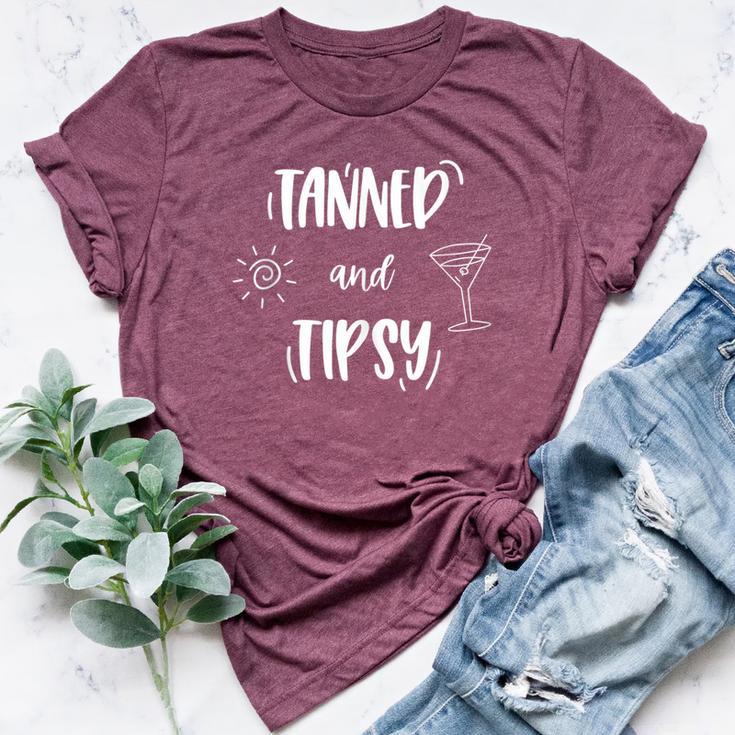 Tanned And Tipsy Wine Day Drinking Beach Bella Canvas T-shirt