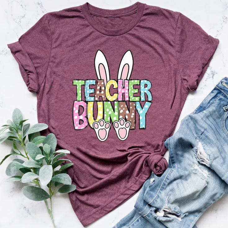 Teacher Bunny Reading Teacher Easter Spring Bella Canvas T-shirt