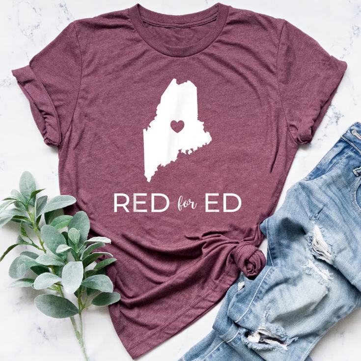 Teacher Red For Ed Maine Public Education Bella Canvas T-shirt