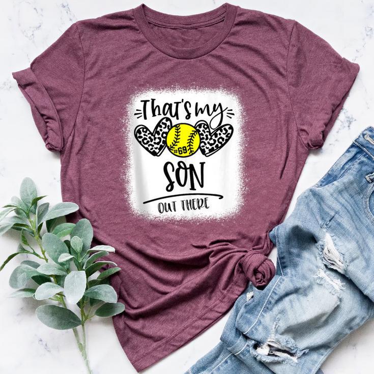 That's My Son Out There Number 69 Softball Mom & Dad Bella Canvas T-shirt