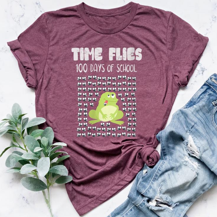 Time Flies 100 Days School Frog 100Th Day Student Bella Canvas T-shirt