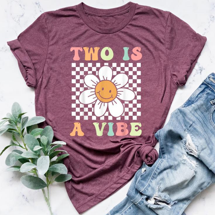 Two Is A Vibe Cute Groovy 2Nd Birthday Party Daisy Flower Bella Canvas T-shirt