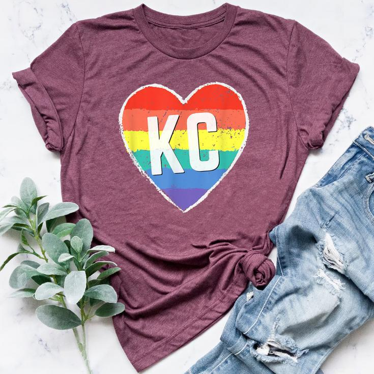 Vintage Rainbow Heart Kc Bella Canvas T-shirt