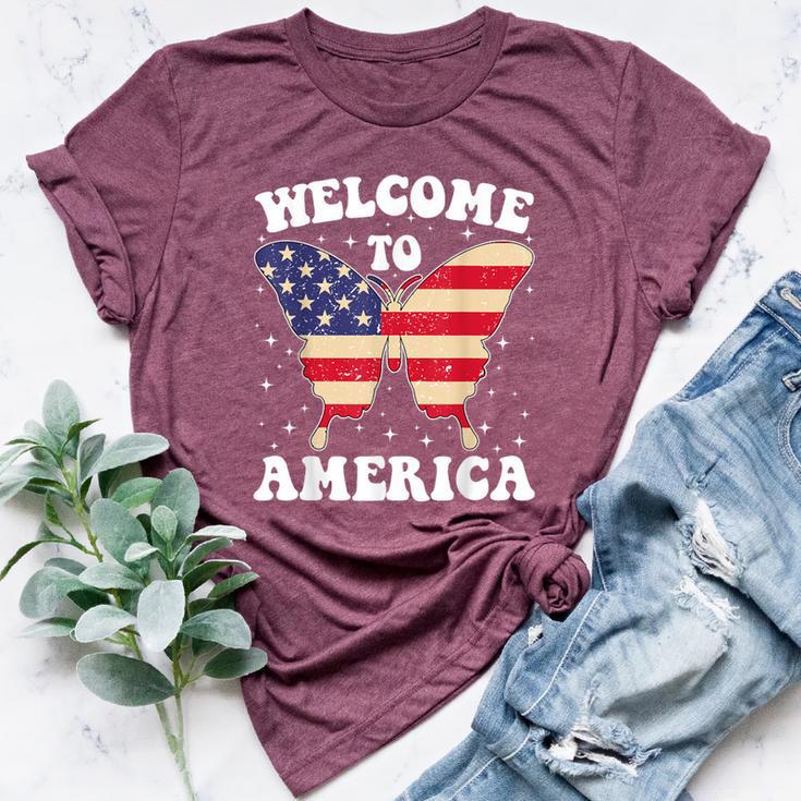 Welcome To America Patriotic Butterfly New American Citizen Bella Canvas T-shirt