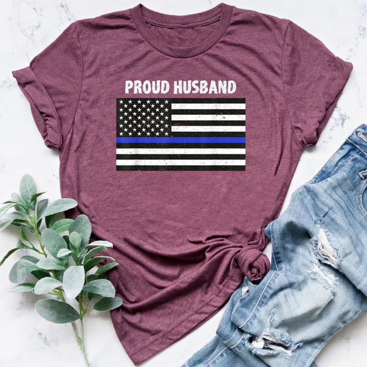My Wife Is A Police Officer Proud Husband Blue Line Bella Canvas T-shirt