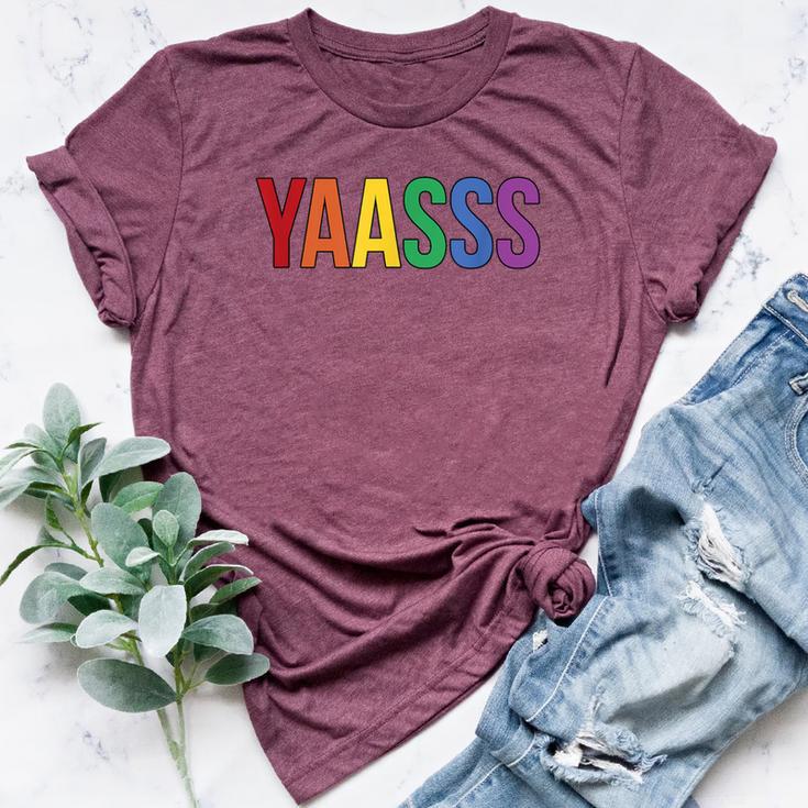 Yaasss Gay Pride Rainbow Yas Queen Meme Saying Lgbtq Bella Canvas T-shirt