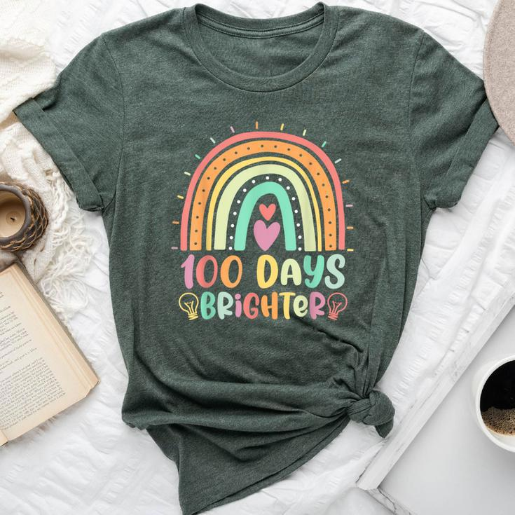 100 Days Brighter Rainbow Happy 100Th Day Of School Teacher Bella Canvas T-shirt