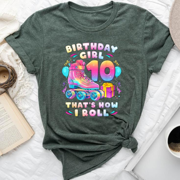 10Th Birthday Girl 10 Years Roller Skates Number 10 Bella Canvas T-shirt