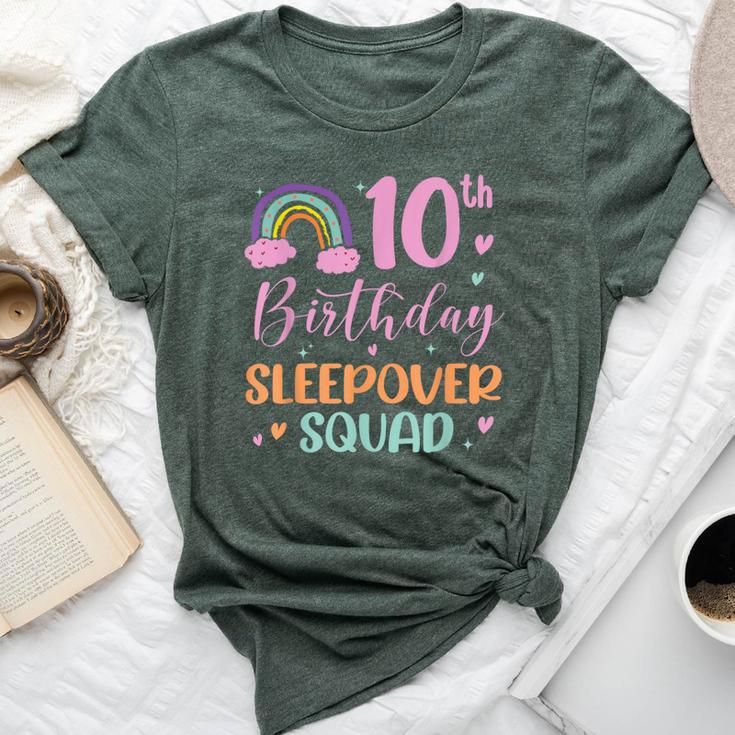 10Th Birthday Rainbow Sleepover Squad Pajamas Slumber Girls Bella Canvas T-shirt