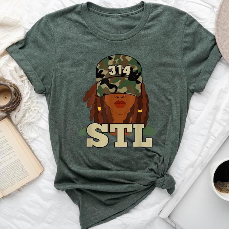 314 Stl St Louis Black Woman Locs Camo Bella Canvas T-shirt