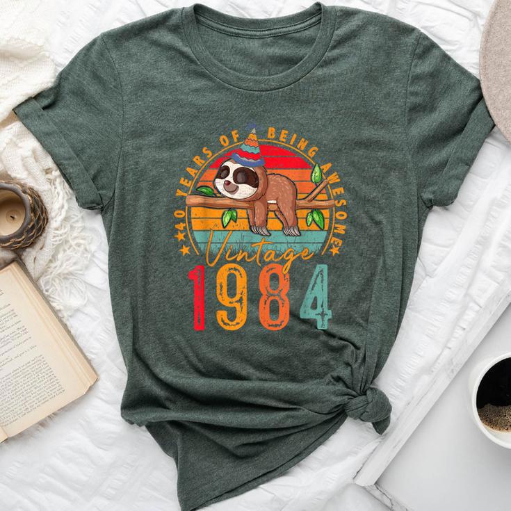 40 Years Old Sloth Lover Vintage 1984 40Th Birthday Bella Canvas T-shirt