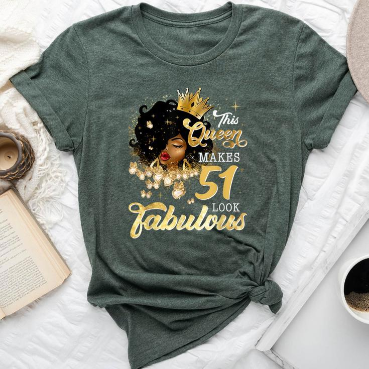 51St Birthday Queen 51 Years Old Black Girl Afro Woman Bella Canvas T-shirt