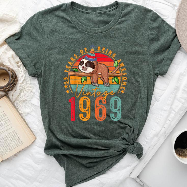 55 Years Old Sloth Lover Vintage 1969 55Th Birthday Bella Canvas T-shirt