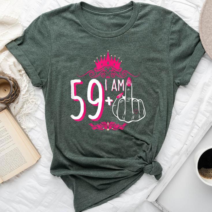 I Am 59 Plus 1 Middle Finger Pink Crown 60Th Birthday Bella Canvas T-shirt