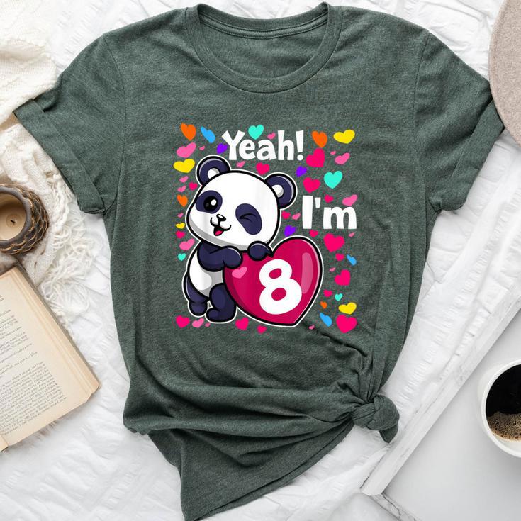 8 Years Old 8Th Birthday Panda Hearts Cute Girl Party Bella Canvas T-shirt