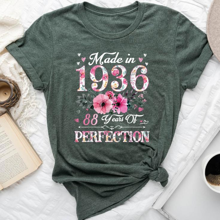88 Year Old Made In 1936 Floral 88Th Birthday For Women Bella Canvas T-shirt