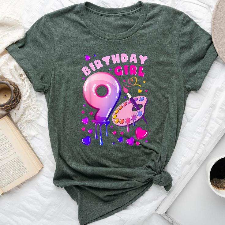 9Th Birthday Girl 9 Years Painting Art Number 9 Bella Canvas T-shirt