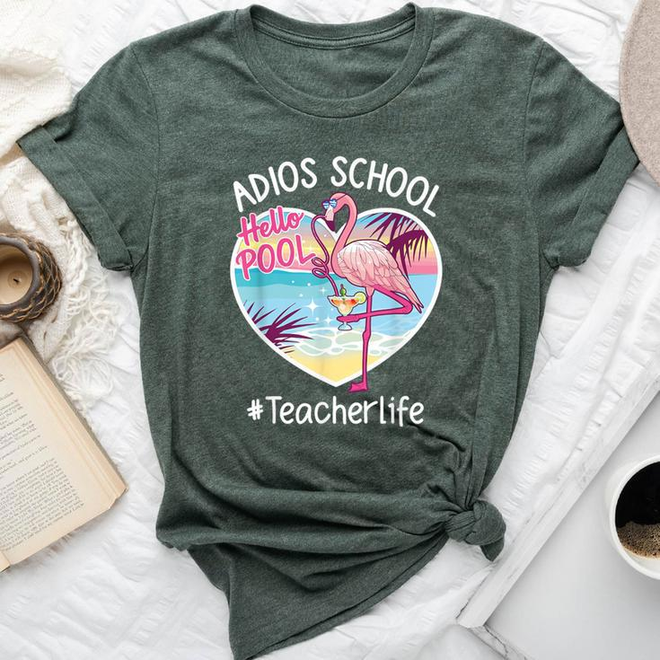 Adios School Hello Pool Flamingo Teacher Summer Bella Canvas T-shirt