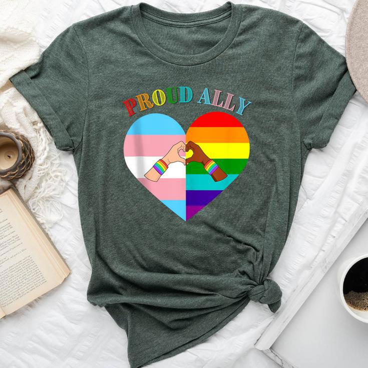 Ally Rainbow Flag Heart Lgbt Gay Lesbian Support Pride Month Bella Canvas T-shirt