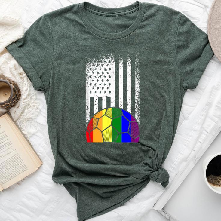 American Flag Soccer Ball Lgbt-Q Rainbow Gay Pride Ally Bella Canvas T-shirt