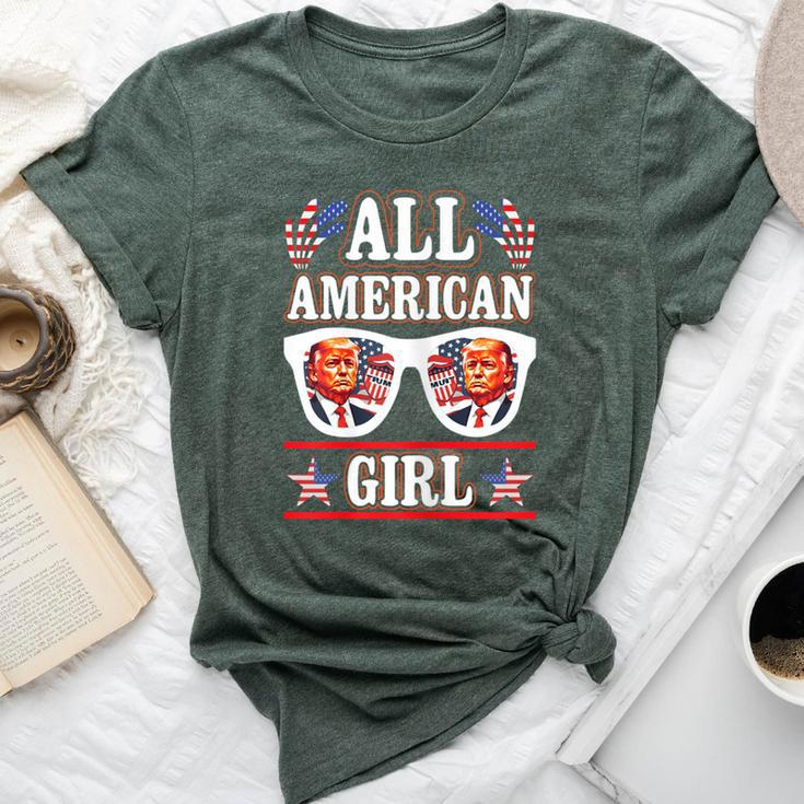 All American Girl Retro Love Heart Trump Usa American Flag Bella Canvas T-shirt