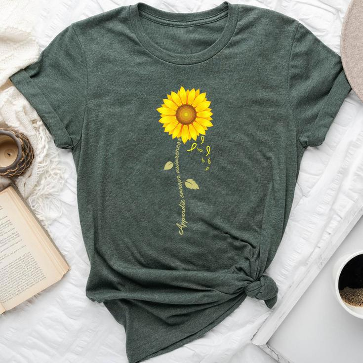 Appendix Cancer Sunflower Amber Ribbon Survivor Bella Canvas T-shirt