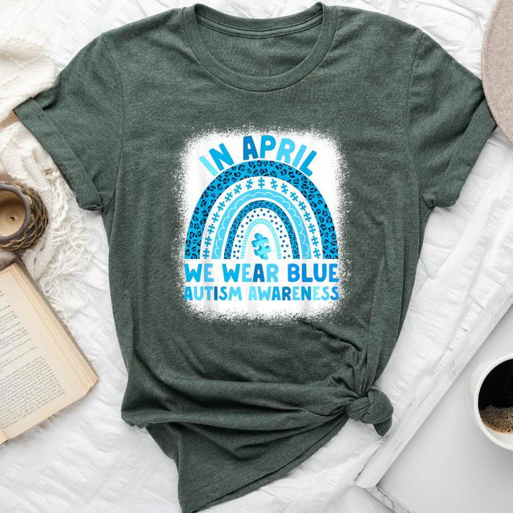 In April We Wear Blue Autism Awareness Rainbow Autism Bella Canvas T-shirt