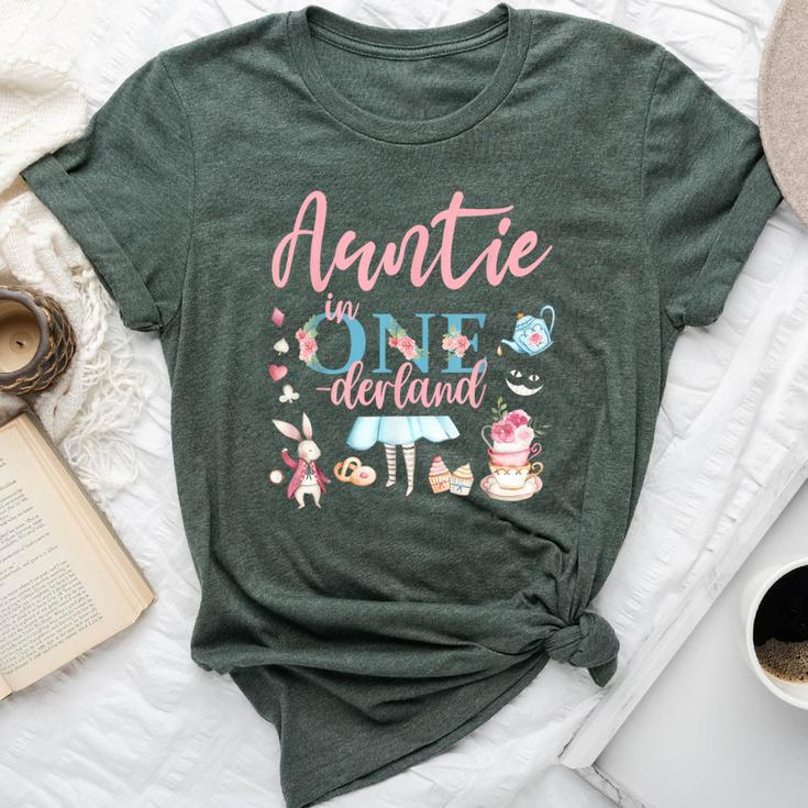 Auntie Of The 1St Birthday Girl Auntie In Onderland Family Bella Canvas T-shirt