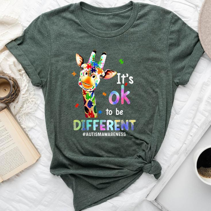 Autism Awareness Acceptance Giraffe Its Ok To Be Different Bella Canvas T-shirt