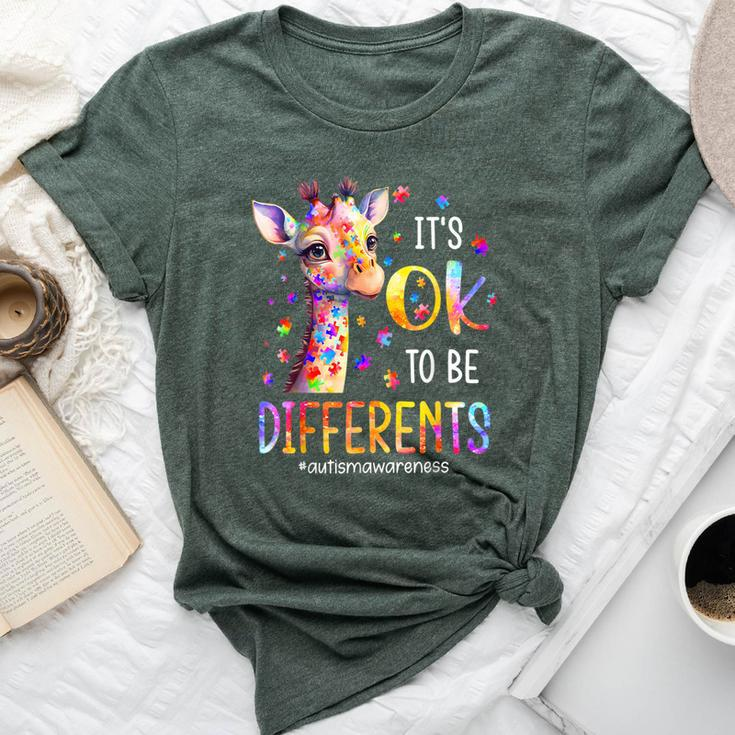Autism Awareness Cute Giraffe Animal It's Ok To Be Different Bella Canvas T-shirt