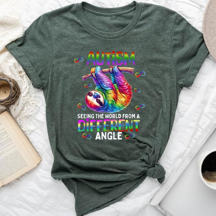 Autism Rainbow Sloth Seeing The World From Different Angle Bella Canvas T-shirt