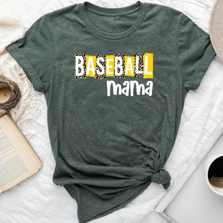 Baseball Mama Yellow Leopard Print Baseball Mom Gear Sports Bella Canvas T-shirt