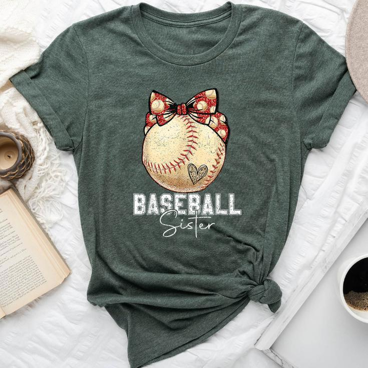 Baseball Sister Leopard Mother's Day Girls Womens Bella Canvas T-shirt