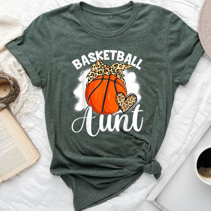 Basketball Aunt Leopard Heart Auntie Mother's Day Bella Canvas T-shirt