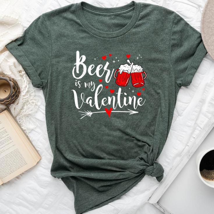 Beer Is My Valentine Day Drunk Cupid Drinking Heart Bella Canvas T-shirt