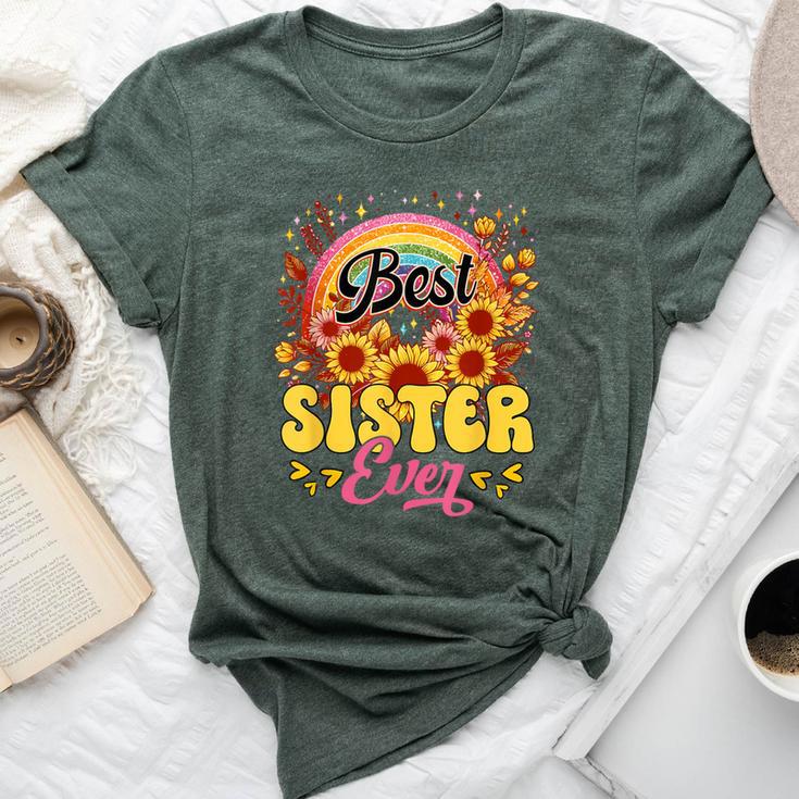 Best Sister Ever Sunflowers Colourful Rainbow Mother's Day Bella Canvas T-shirt