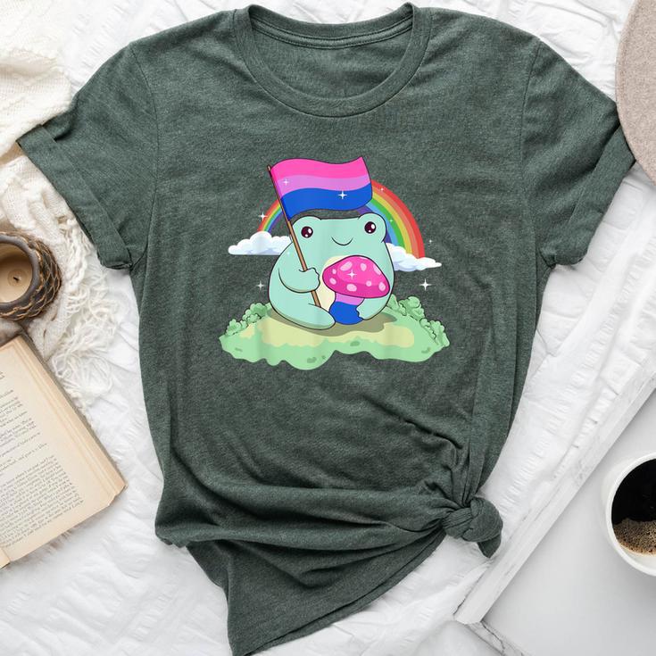 Bisexual Pride Bi Kawaii Frog Mushroom Bisexual Flag Lgbt Bella Canvas T-shirt