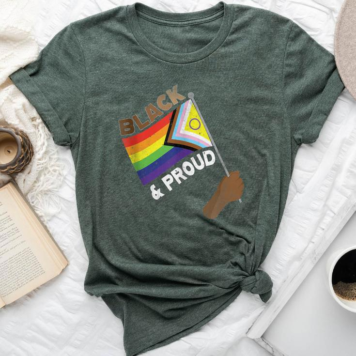Black Gay Proud Progress Pride Flag Rainbow Vintage Bella Canvas T-shirt