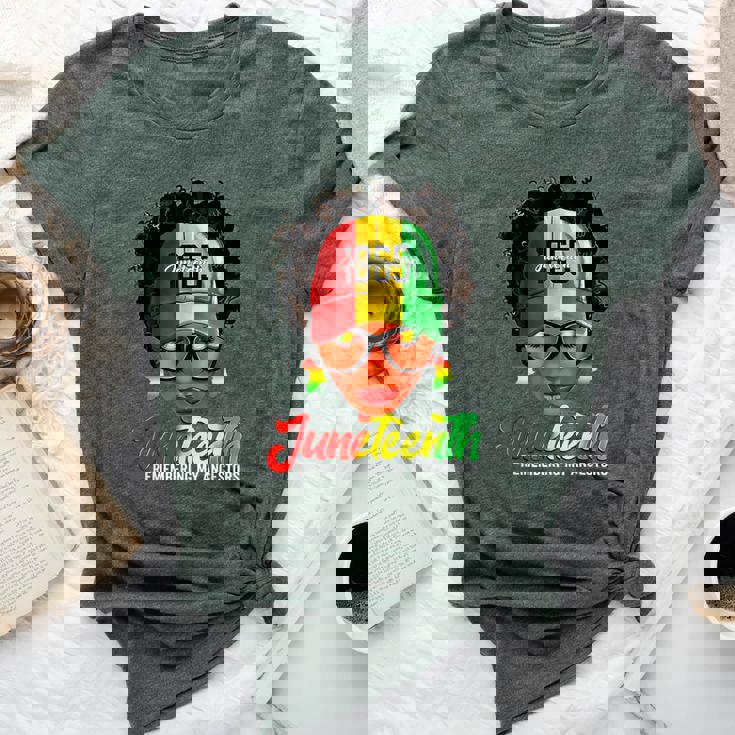 Black Messy Bun Junenth Remembering My Ancestors Bella Canvas T-shirt